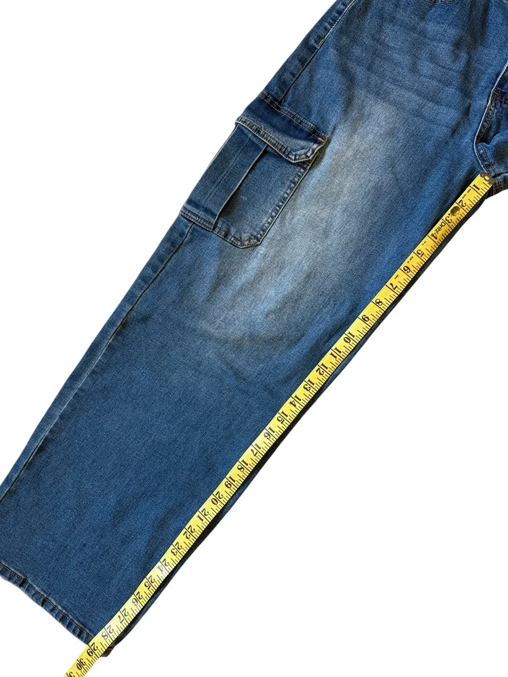 Wax Jean Wide Leg Cargo Jeans High Rise 5 27 Y2K Dark Blue Fade Streetwear